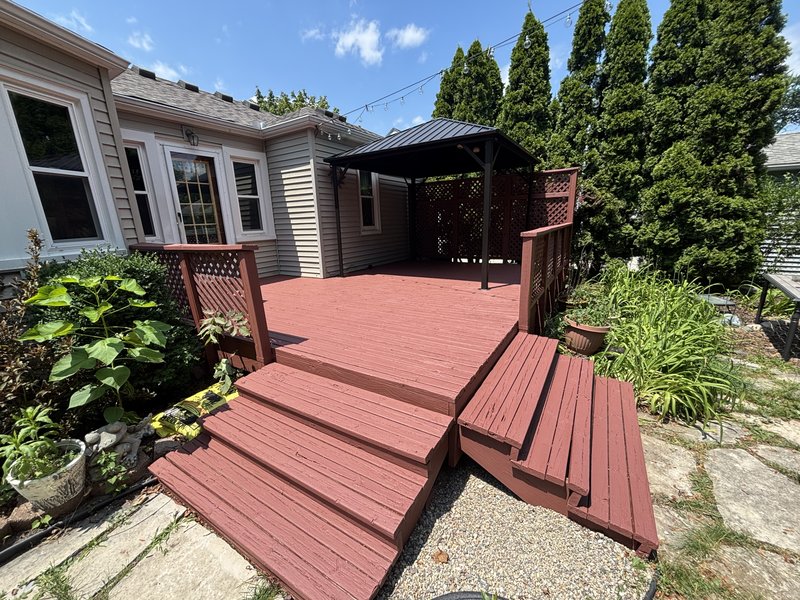 Red deck with gazebo