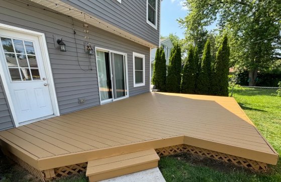 Freshly stained deck