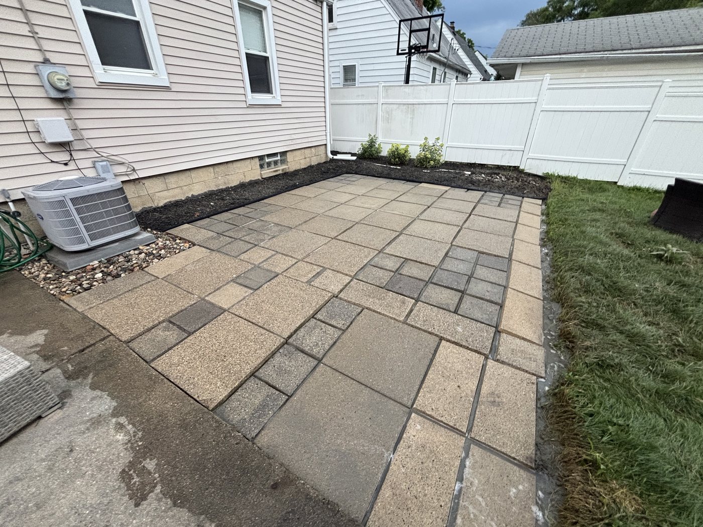 New paver patio installation