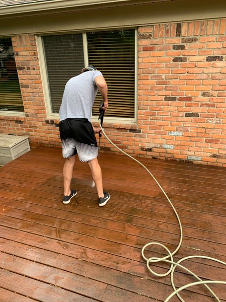Pressure washing deck